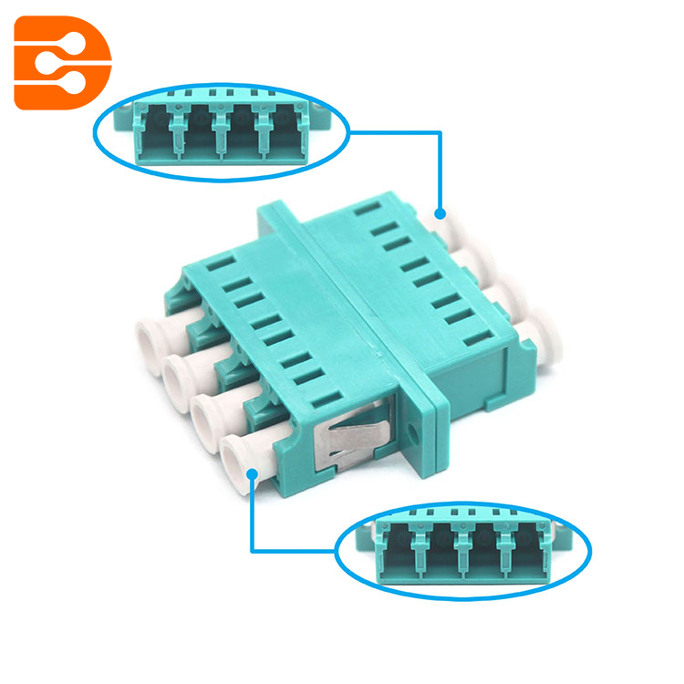 LC/PC OM3 Multimode Quadruplex Adapter with Flange