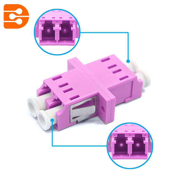 LC/PC OM4 Multimode Duplex Adapter with Flange